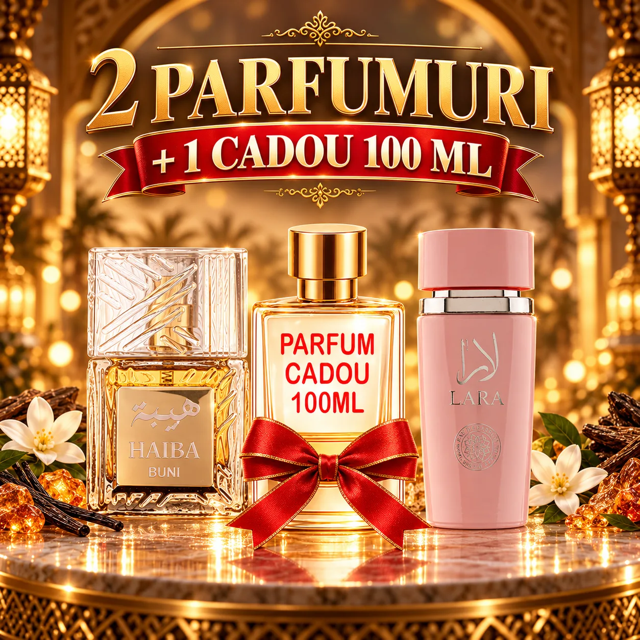 Pachet 3 Parfumuri + Haiba Buni  + Lara Pink + 1 x Parfum Cadou