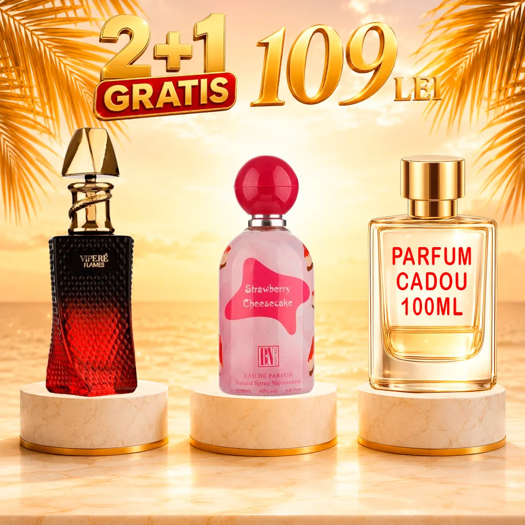 Pachet 3 Parfumuri + Vipere Flames + Strawberry Cheesecake + 1 x Parfum Cadou