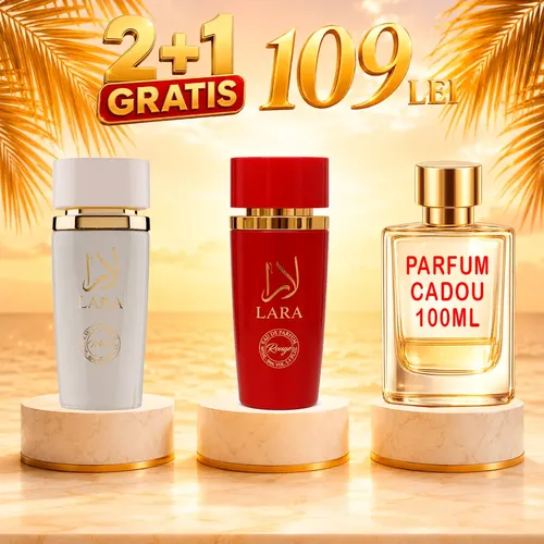 Pachet 3 Parfumuri + Lara White + Lara Rouge + 1 x Parfum Cadou