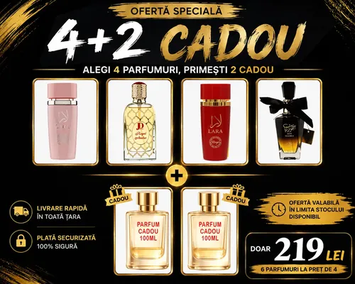 Pachet 6 Parfumuri + Regal Amber + Lara Rouge + Lara Pink + Bint Hoorea + 2 x Parfumuri Cadou